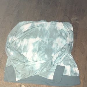 teal and white tie dye cropped hoodie